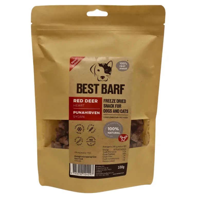Best Barf Punahirven sydän 100 g pakastekuivattu