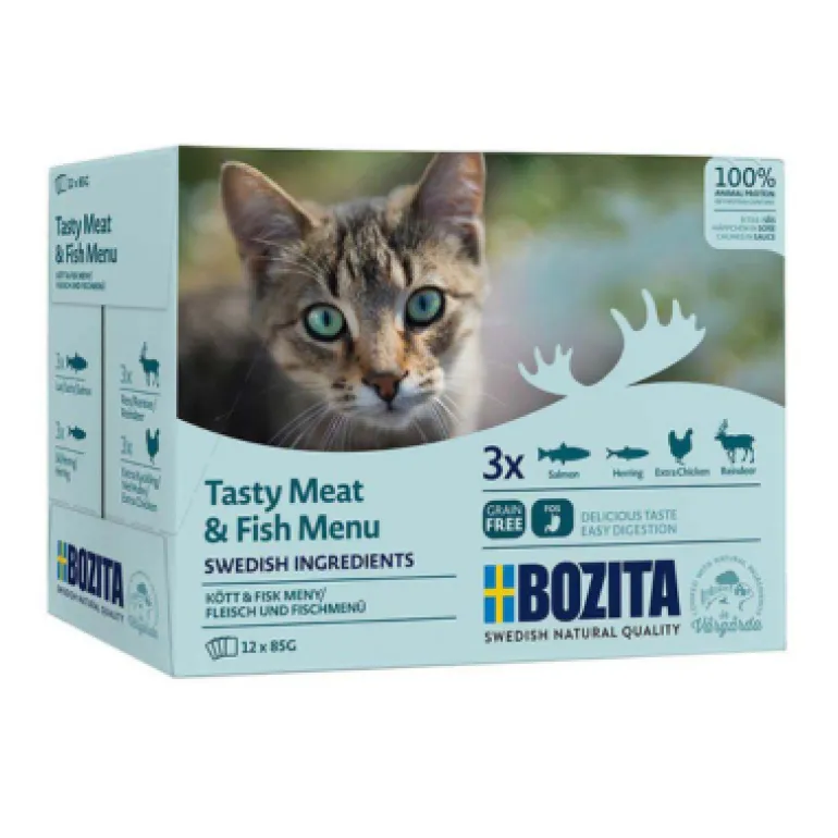 Bozita Kala-lihalajitelma kastikkeessa 12 x 85 g (sininen)