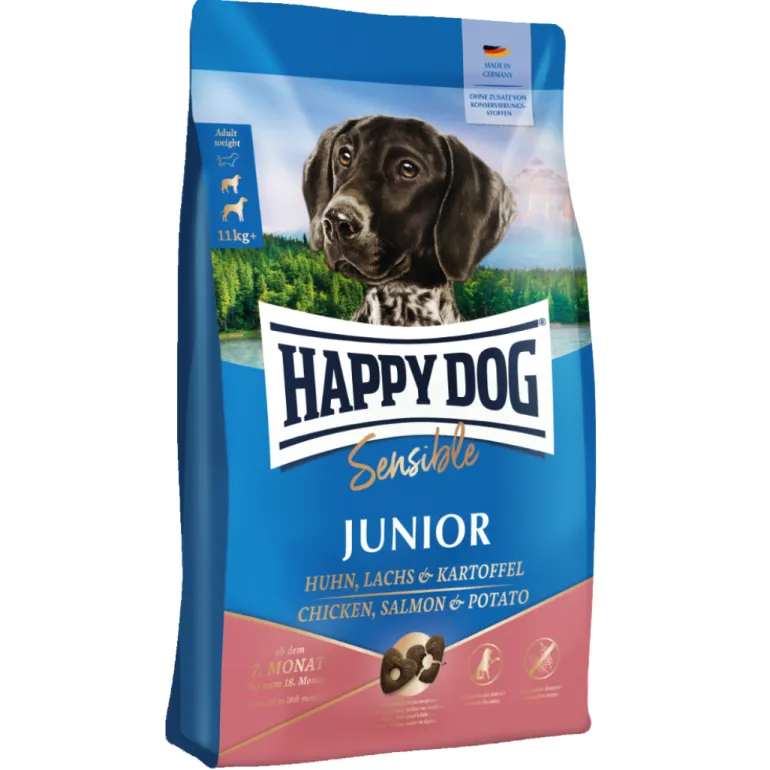 Happy Dog Sensible Junior Huhn, Lachs & Kartoffel koiran kuivaruoka
