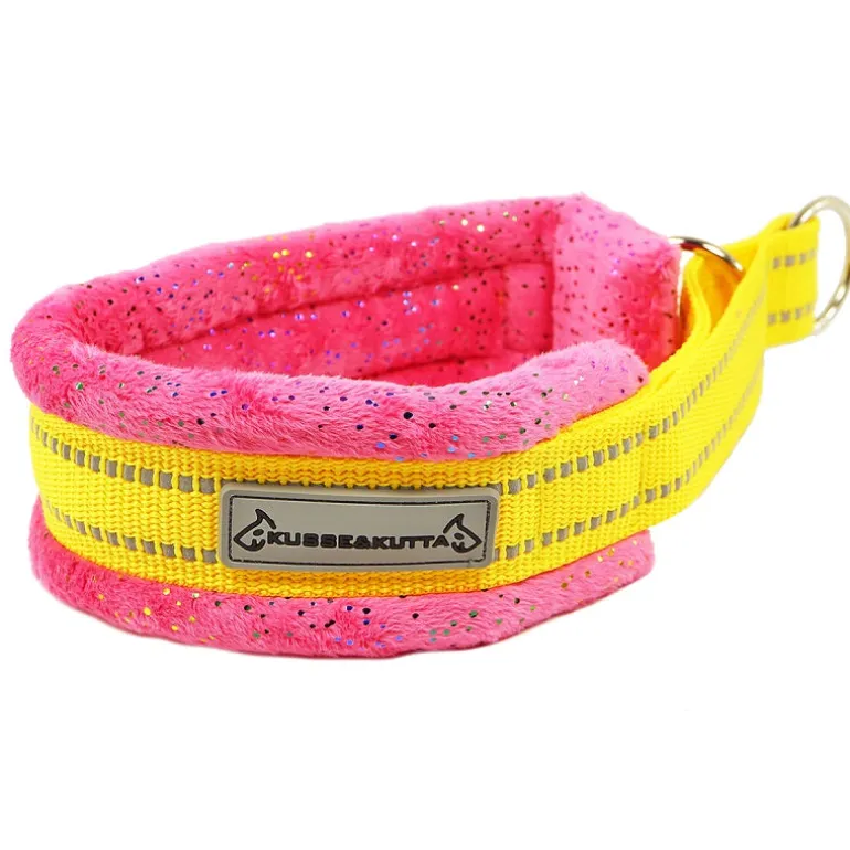 Kusse&Kutta Pehmo puolikiristävä kaulapanta, pinkki kimalle