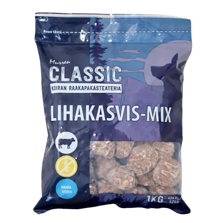 Murren Classic Lihakasvis-mix 1 kg koiran raakaruoka