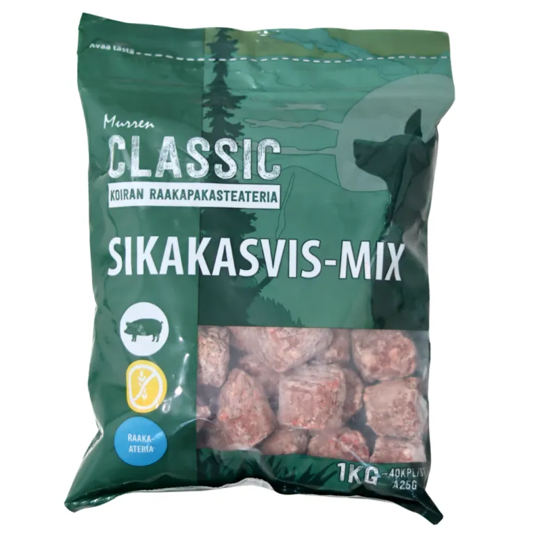 Murren Classic Sikakasvis-mix 1 kg koiran raakaruoka