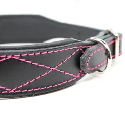 Nahka-Nasta Leveä koiran nahkapanta 35mm, musta-fuksia