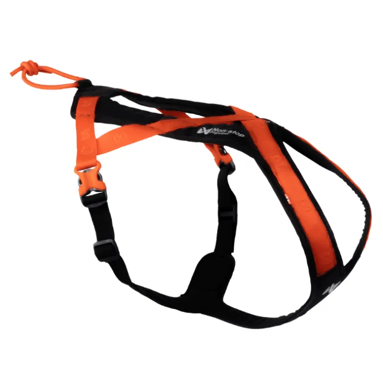 Non-stop dogwear Rush harness lyhyt vetovaljas, musta-oranssi