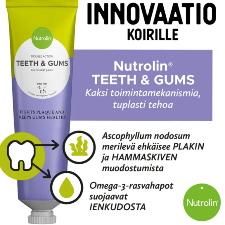 Nutrolin Teeth & gums tahna 200 g koiran suun hyvinvointiin