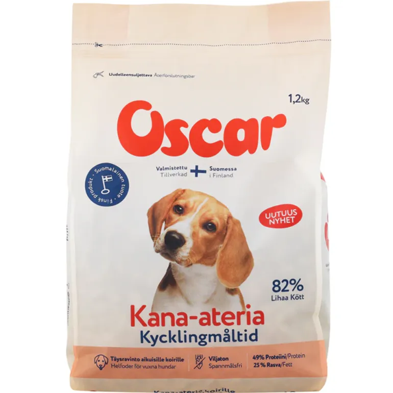 Oscar Kana-ateria koirille 1,2 kg kotimainen kuivaruoka