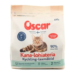 Oscar Kana-lohiateria kissoille 650 g kotimainen kuivaruoka kissoille