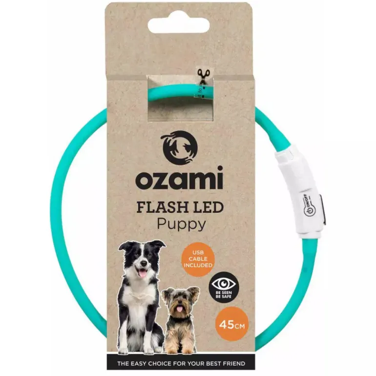 Ozami Flash Led Puppy valopanta koiranpennulle, turkoosi