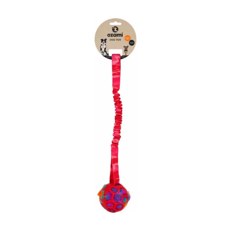 Ozami Play-n-tug joustava vetolelu pallolla 50 cm, pinkki