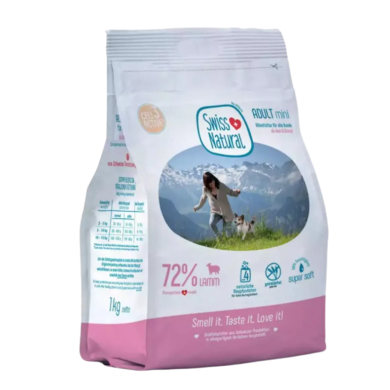 Swiss Natural Adult Mini lammas 1 kg puolikostea täysravinto