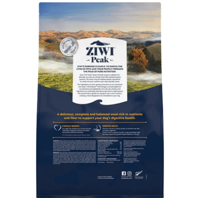 Ziwi Peak Steam & Dried kana koiran kuivaruoka